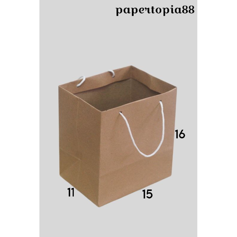 

Paper bag P15 x L11 x T16 COKLAT POLOS UNTUK TOPLES KUE