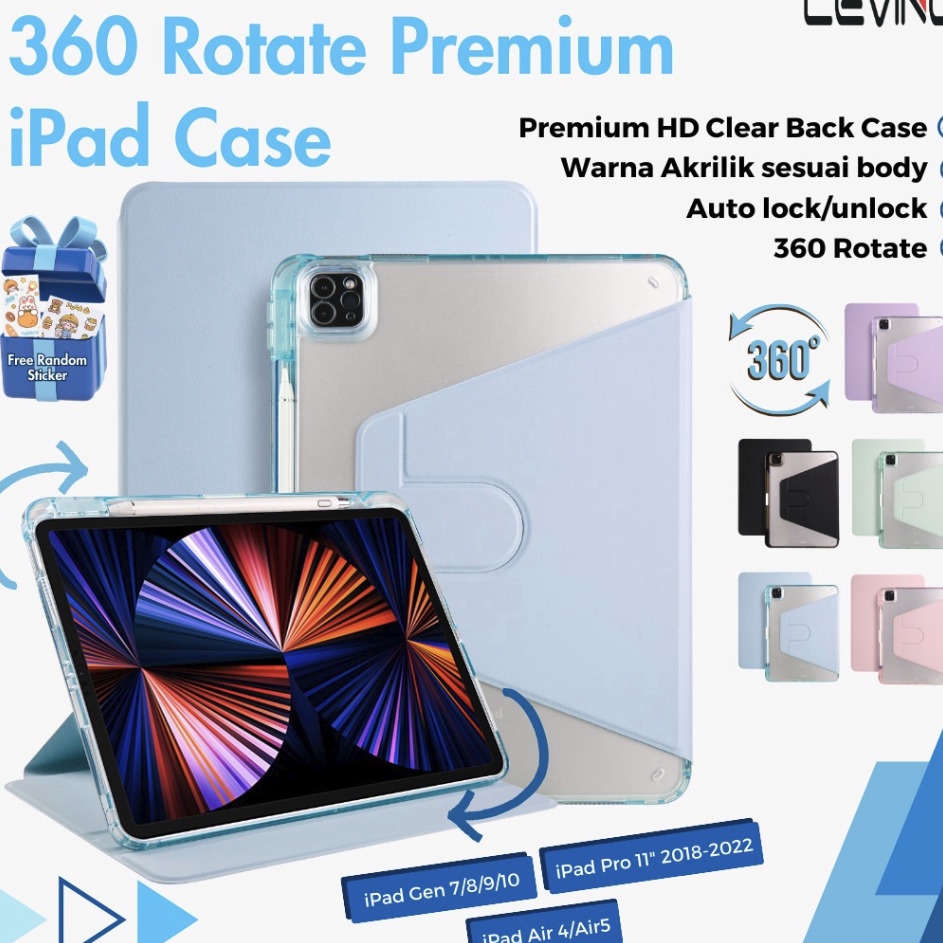 lk Beatmobile iPad Case Acrylic 36 Rotate Flip Case for iPad Gen 9 12 Gen 567891 222 Pro 11 Air 4Air