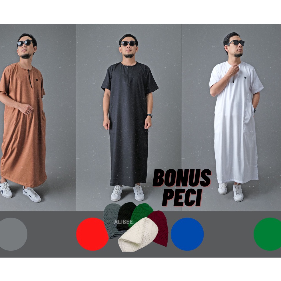 Splash Gamis pria dewasa terbaru lengan pendek polos premium hitam putihJubah pria oblong al haramai