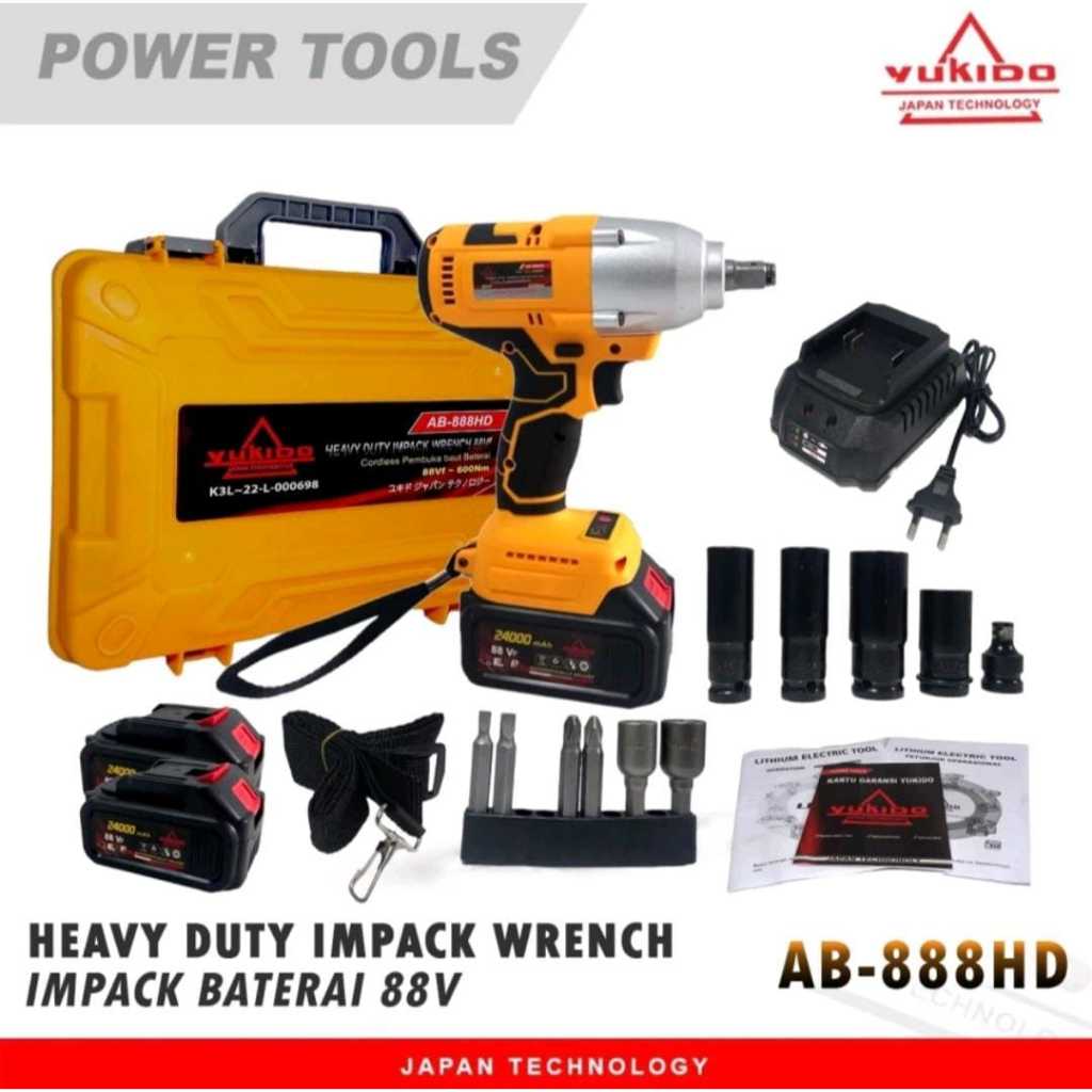 IMPACT 48V YUKIDO / MESIN IMPACT WRENCH 1 BATRE, IMPACT YUKIDO 88 VOLT Wrench Cordless Impact Wrench