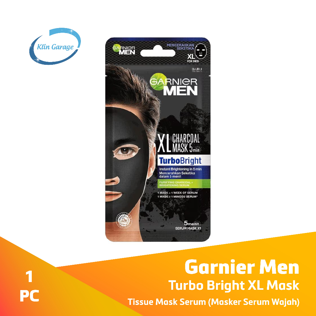 Garnier Men Power White XL Charcoal Masker Serum Wajah Pria Tisue Mask