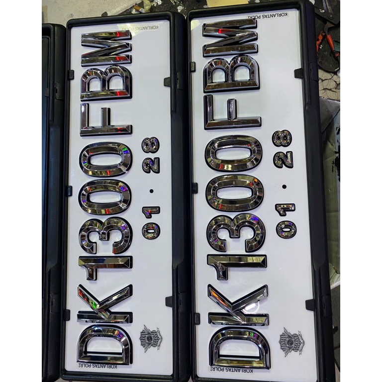 Barang Pilihan Plat nomor huruf timbul mobil  plat nomor chrome timbul segilima