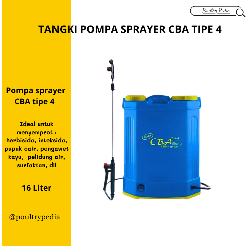 Tangki Sprayer Elektrik CBA Alat Semprot Pertanian Hama Elektrik CBA tipe 4 16 Liter
