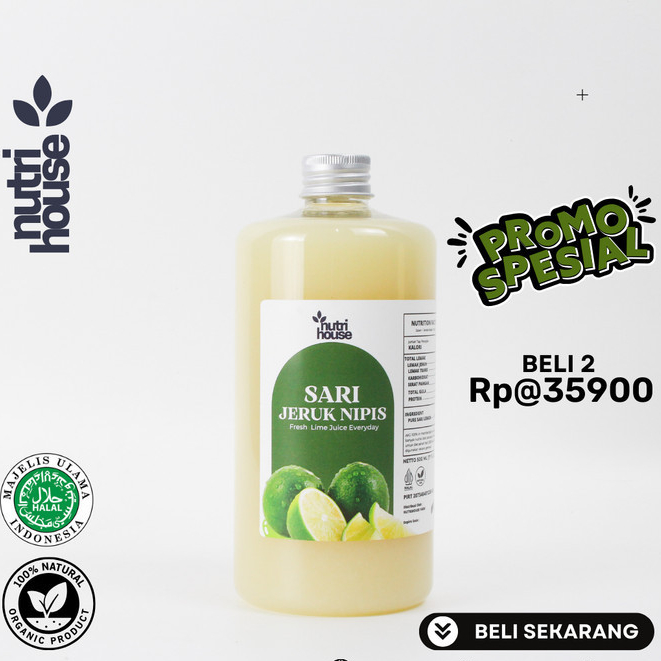 

Sari Jeruk Nipis 500 ML NutriHouse Murni Asli 100 %/ Air Jeruk Nipis