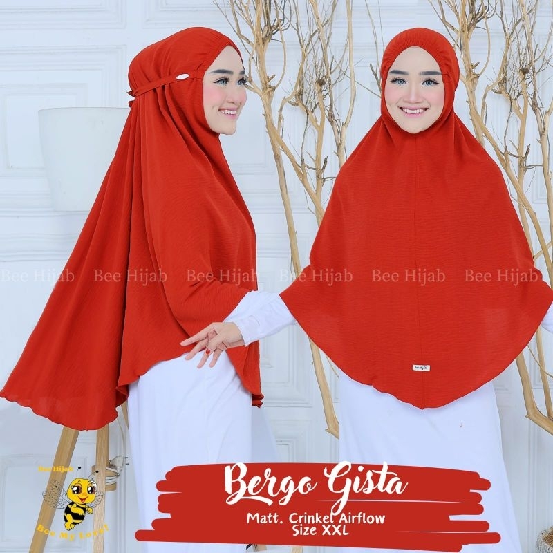 jilbab instan gista bergo maryam crincle airflow premium hijab instan crincle kerut dahi