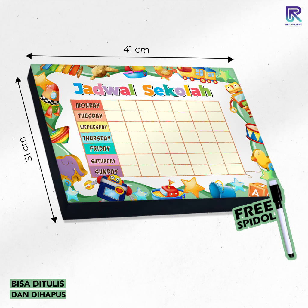 

RHA GALLERY Papan Tulis Jadwal Kelas Aesthetic Planner Schedule Board 31x41 CM