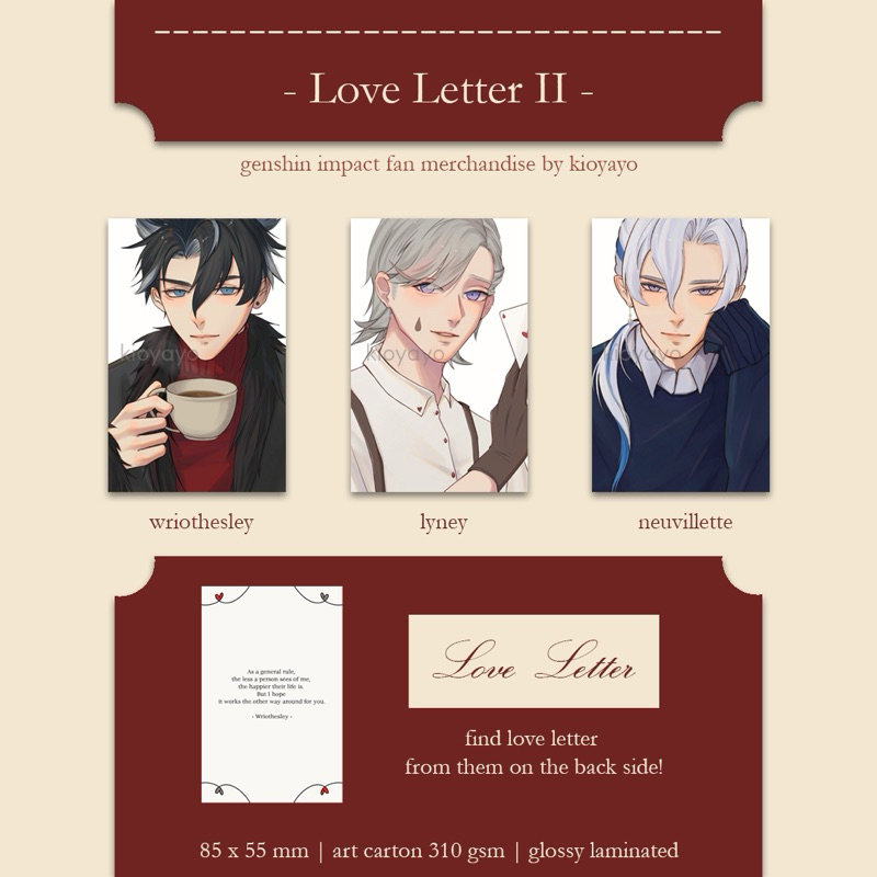 [READY] Fan Merchandise Photocard - ayato zhongli alhaitham kaveh childe kazuha xiao wriothesley lyn