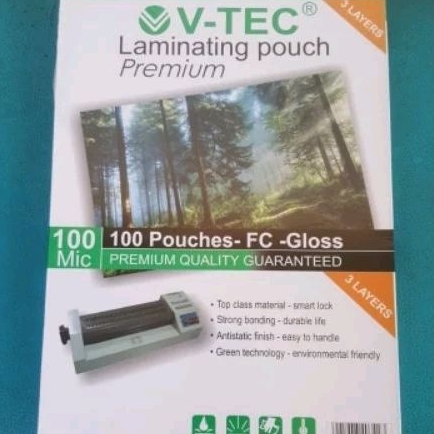 

Plastik Laminasi Panas V-TEC vtec Laminating Pouch Premium F4 Glossy VT 342 isi 100 lembar 100mic