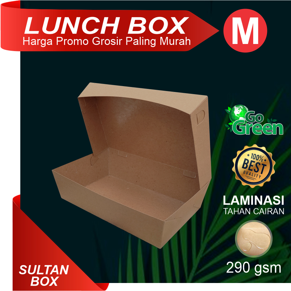 LUNCH BOX M 290 GSM KRAFT DUS NASI/KOTAK MAKANAN/AYAM GEPREK/AYAM GORENG/NASI GORENG/NASI KUNING/KOT