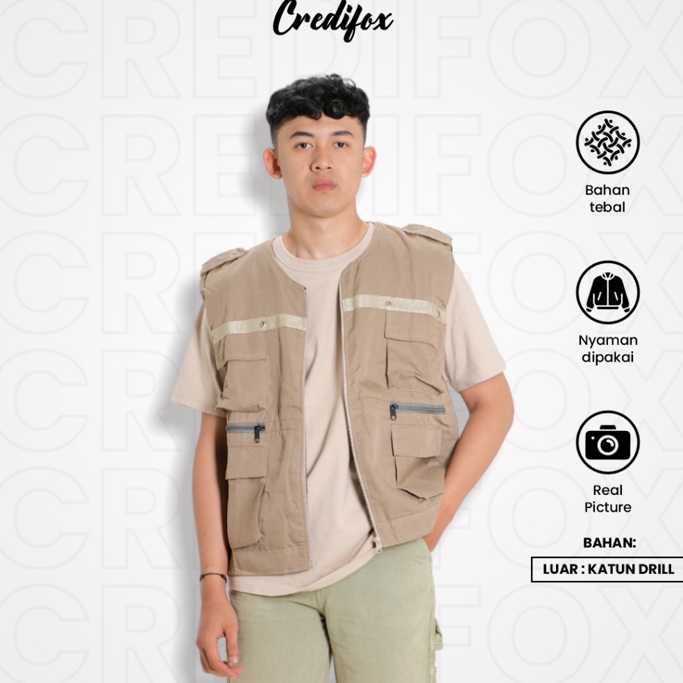 NEW CREDIFOX Vest rompi lapangan  rompi cargo  vest pria casual  rompi safety proyek  rompi tactical