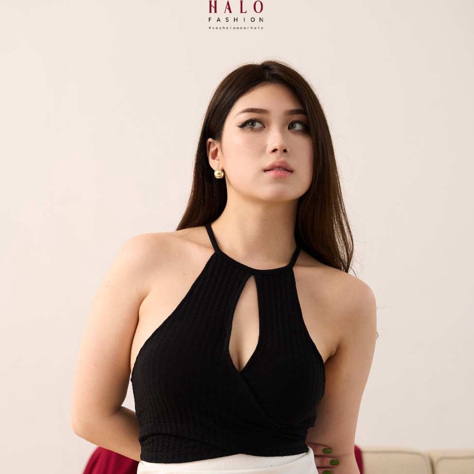GROSIR  HaloFashion Aline Korean Crinkle Crop Top Women Sleeveless Tank Top Fashion Korea