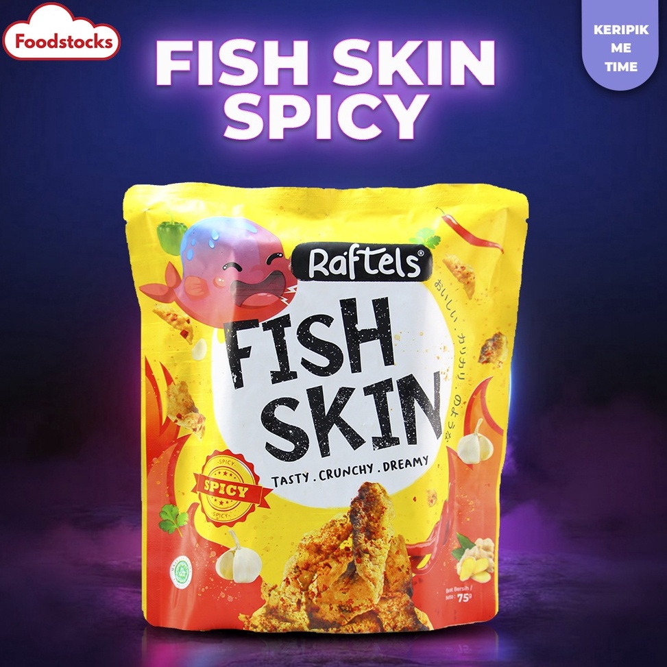 

DISKON Keripik Kulit Ikan Fish Skin Rasa Spicy Raftels 75gr Halal