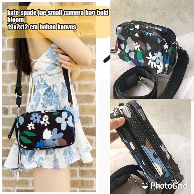 tas wanita original ks jae kanvas floral crossbody black