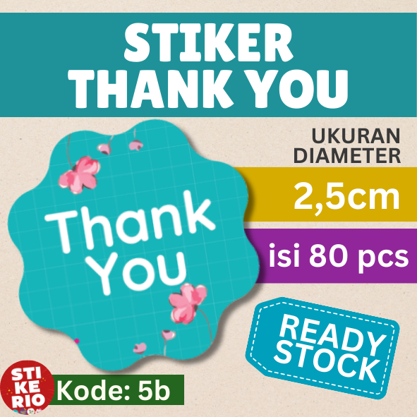 

Stiker Thank You | Stiker Label Terima Kasih | ukuran 2,5cm | 80 pcs | 5b | Murah