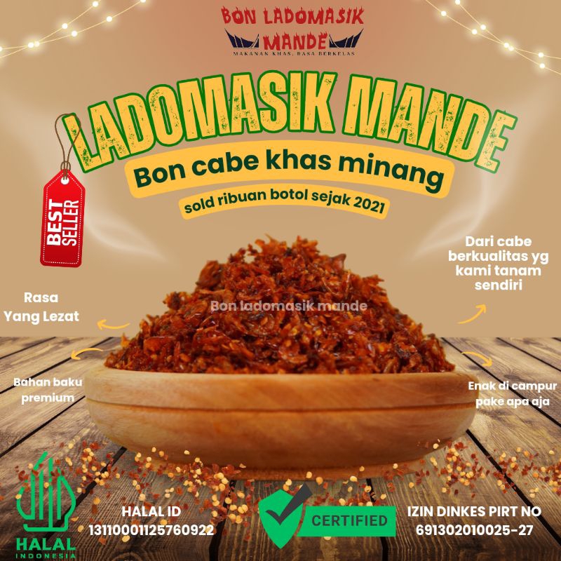 

BON LADOMASIK MANDE JUMBO | samba lado masik mande | cabe tabur premium khas minang |sambal minang | bon cabe minang