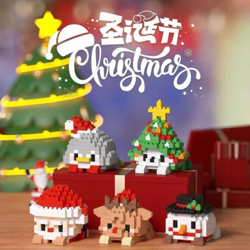 Puzzle Block Natal, Nano block, Miniatur Christmas, Santa claus, Pajangan Natal, Christmas Building 