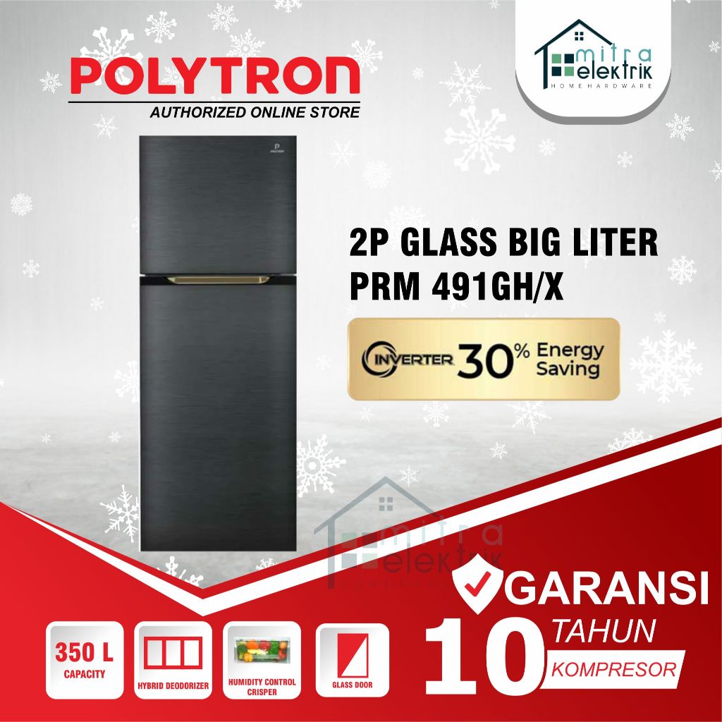 Kulkas Polytron PRM491GH Belleza Big Liter 350 Liter Inverter Series