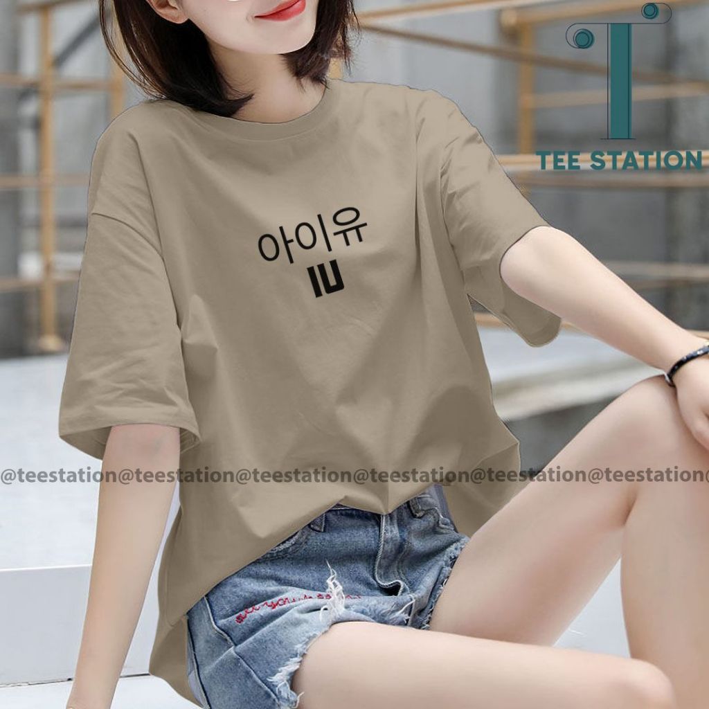 KAOS IU KOREAN KOREA ATASAN BAJU T-SHIRT FASHION WANITA CEWEK KATUN PREMIUM DISTRO LENGAN PENDEK JUM