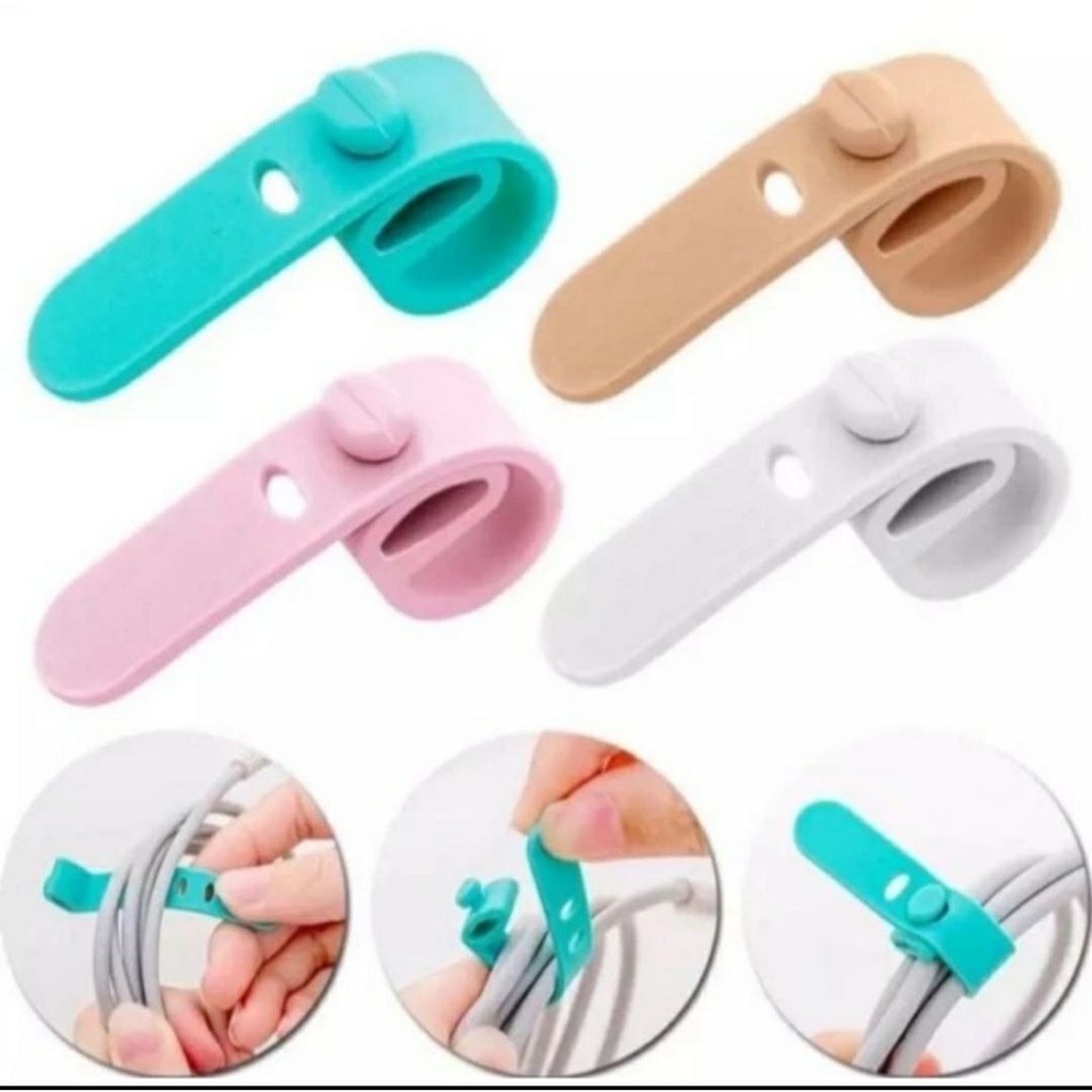 Pengikat Kabel Charger Silicon Kabel Organizer Cord Holder Kabel - Cokelat