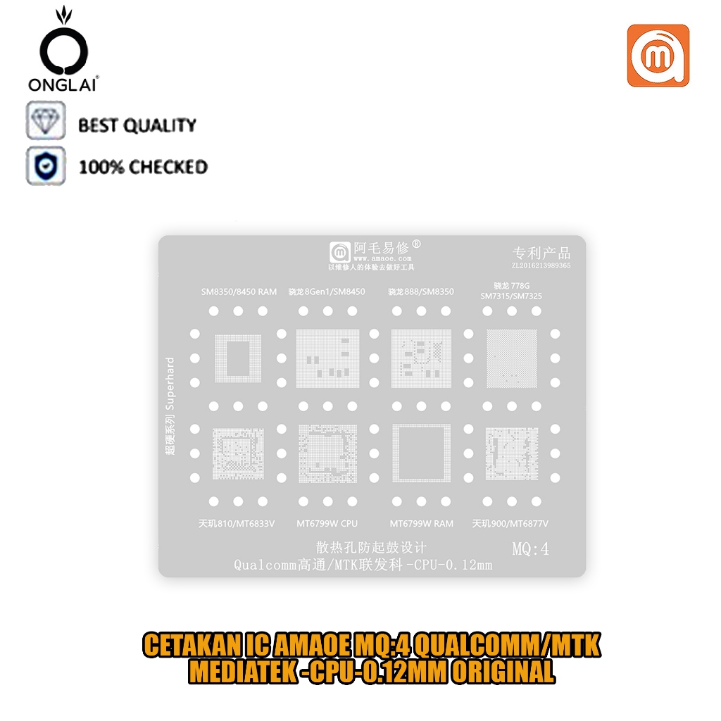 Cetakan IC Amaoe MQ4 Qualcomm MTK Mediatek CPU 0.12mm-MT6799W RAM Original