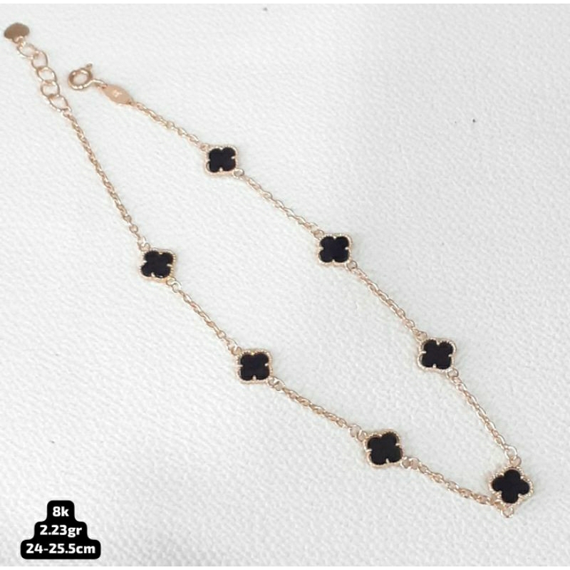 Gelang Kaki Model Clover Keramik Hitam