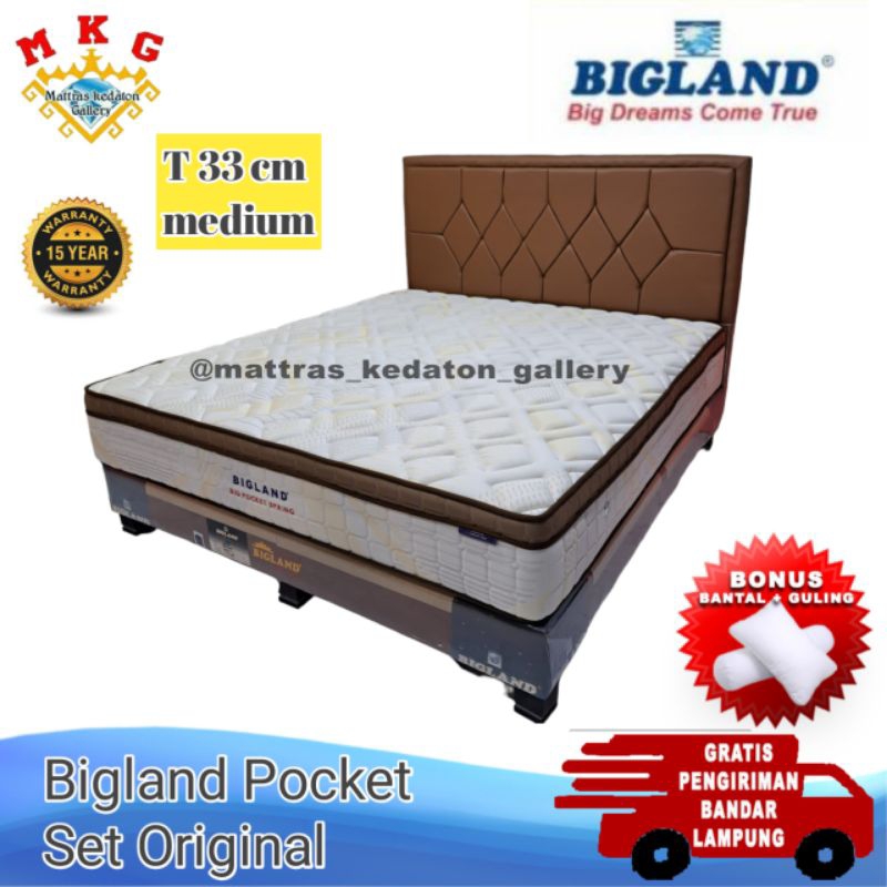 Kasur Set BigLand Pocket Spring tinggi 30 cm set original Lampung