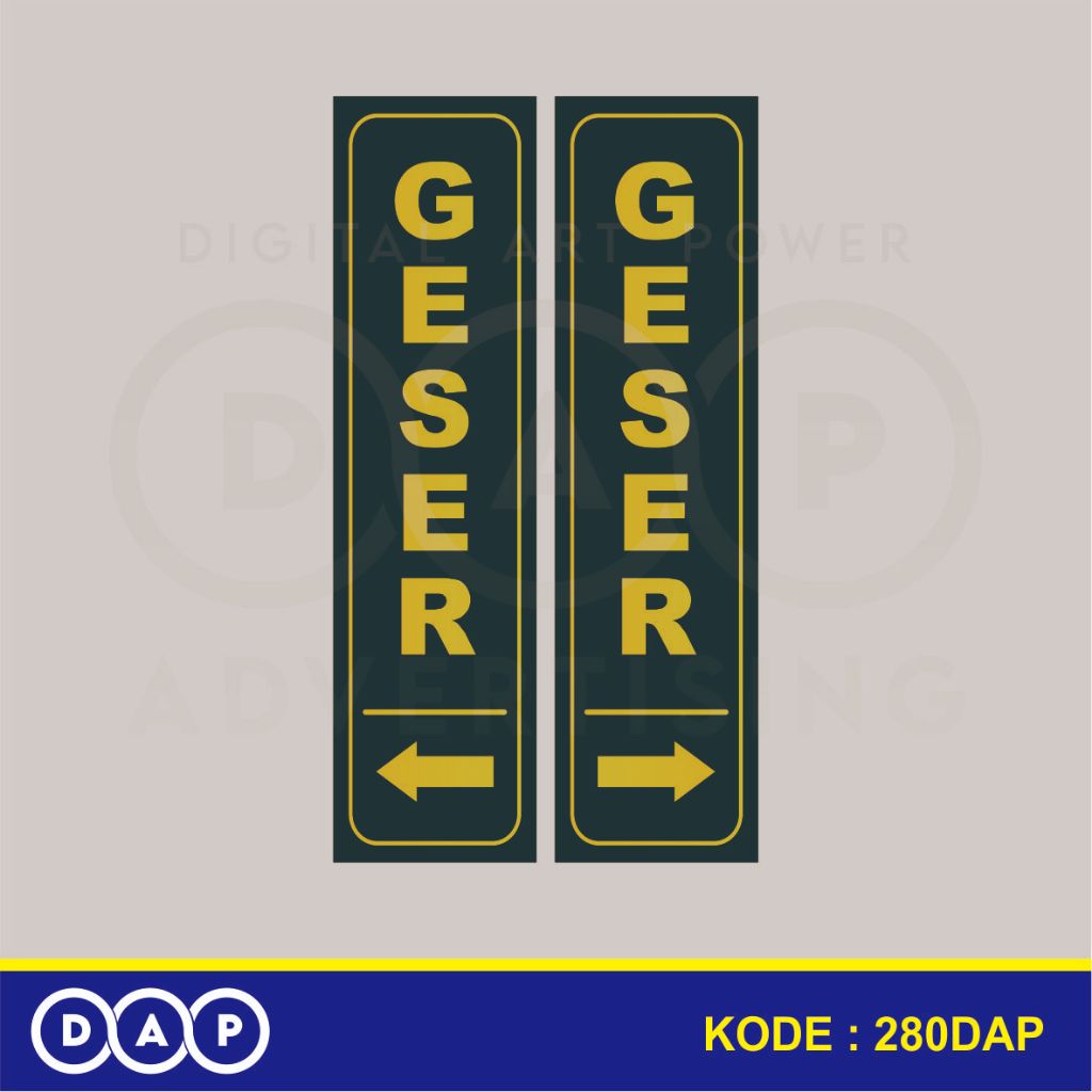 

280 - STIKER LABEL ARAH BUKA PINTU GESER (GOLD EDITION) - 5 X 19 CM - VYNIL - TERBAIK