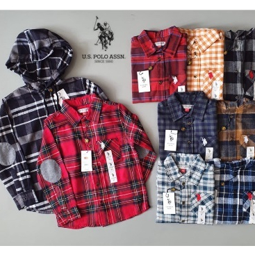 Kemeja Flanel Kotak-kotak Anak Laki POLO size 4-12Tahun