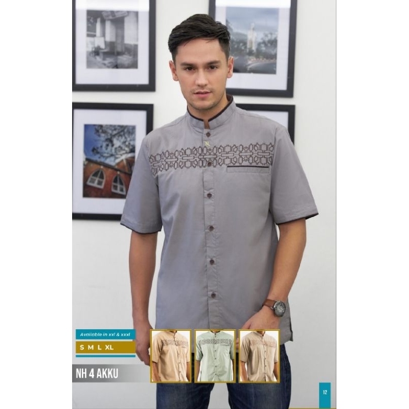 baju koko nizar bordir NH 4 AKKU lengan pendek
