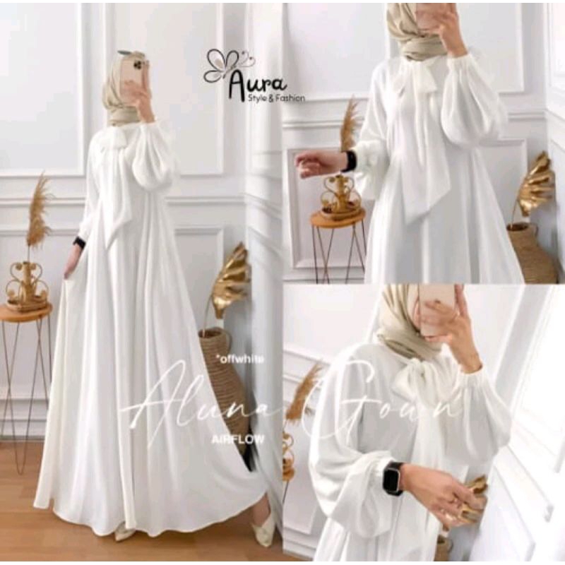 ALUNA DRES GAMIS CRINKLE AIRFLOW/ DRESS KONDANGAN TERBARU/ GAMIS