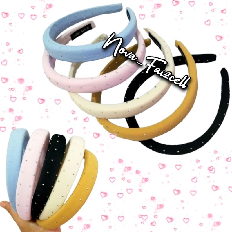 Bando Kain Busa Tebal Manik-Manik Silver Premium Headband Bandana Korea Wanita Dewasa