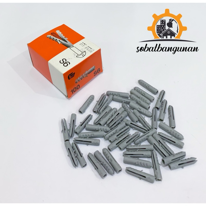 Pengencang Sekrup Dinding S6 isi 100pcs / Pembungkus Sekrup Dinding
