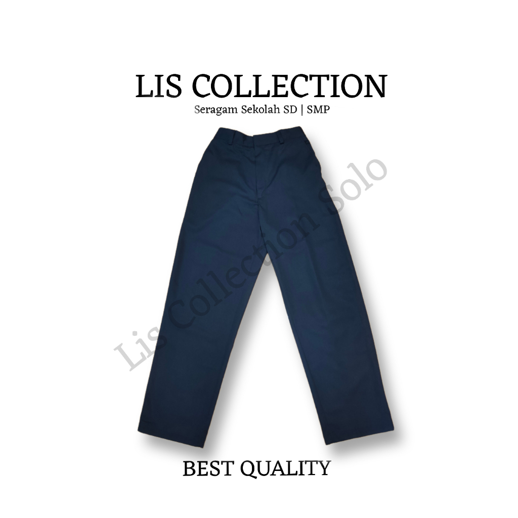 Celana/Rok SMP (Panjang/Span/Plisket) Biru Tua Bahan DRILL
