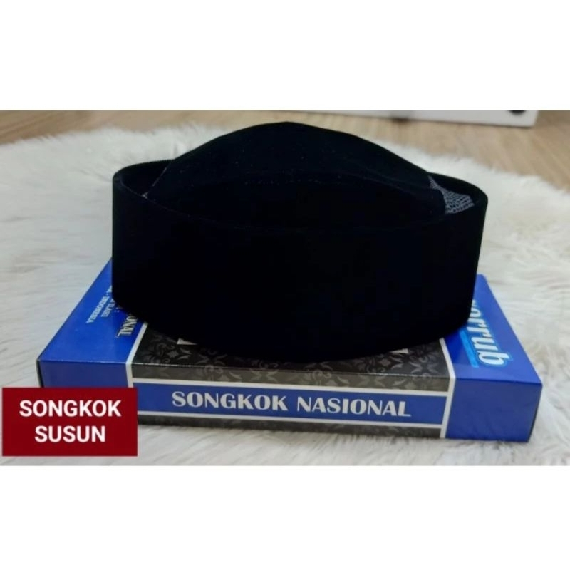 ✨READY✨ SONGKOK SUSUN/KOPYAH SUSUN HITAM POLOS / PECI SUSUN HITAM POLOS
