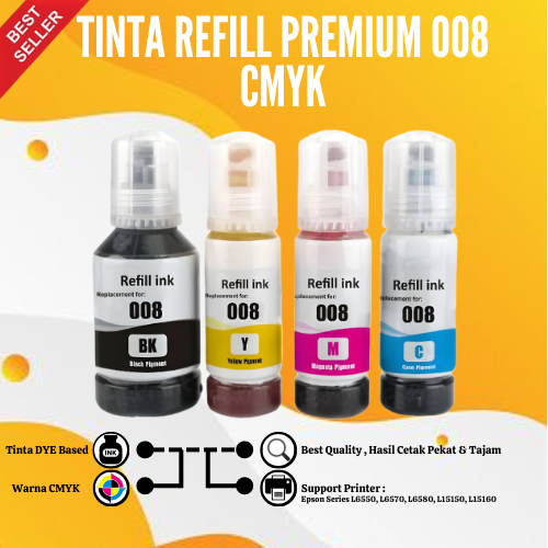 Tinta Compatible 008 Pigment Ink Refill Printer Epsn L6550 L6570 L6580 L15150 L15160