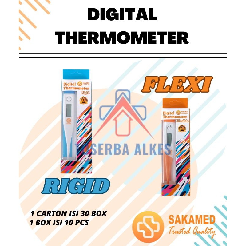 Perlengkapan Medis Sakamed Thermometer Digital Rigit Dan Thermometer Kaku Terlaris By Toserba Alkes