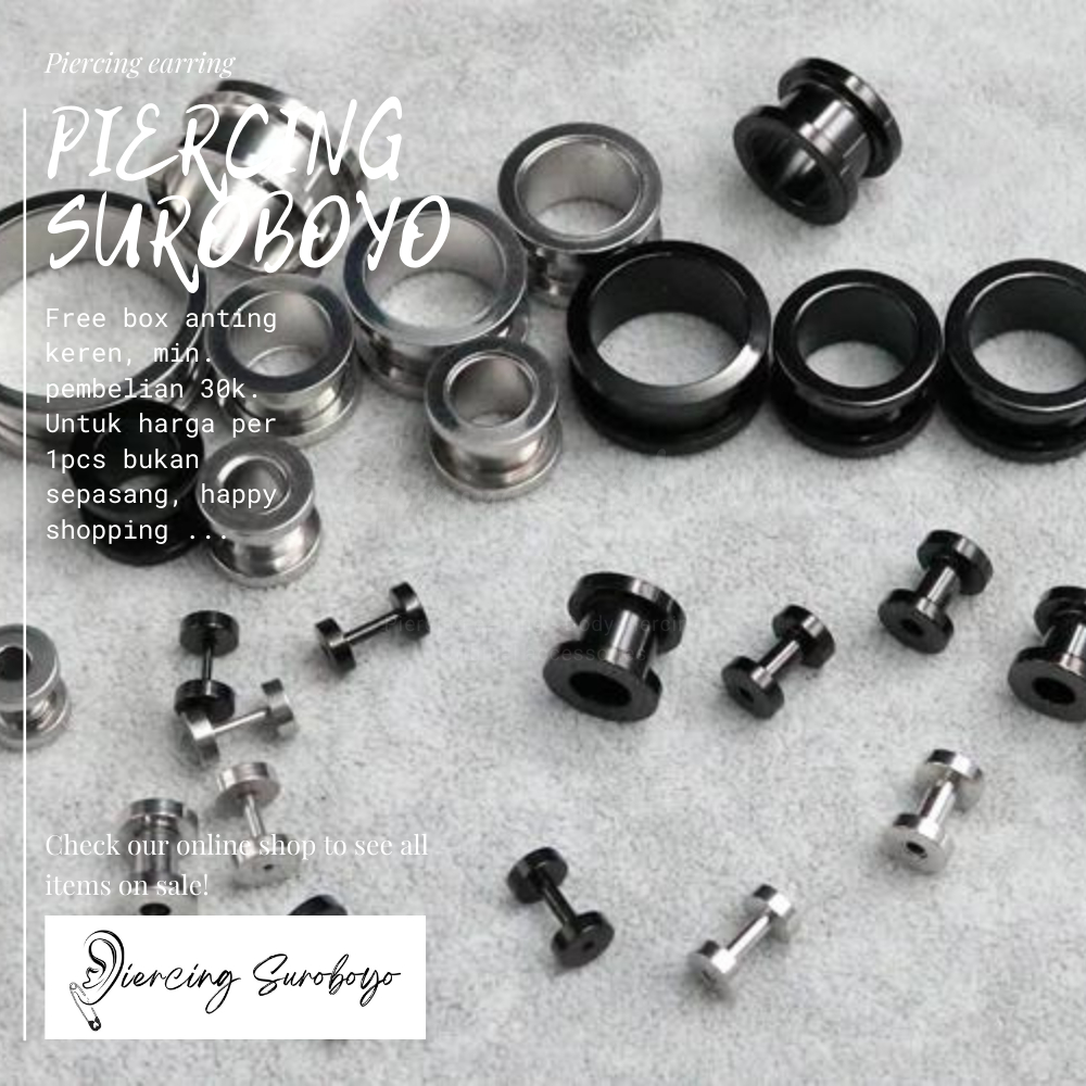 plug anting plug tindik plug tindik plong anting plong titanium piercing plug titanium. - harga per 