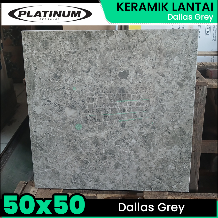 Keramik Lantai 50x50 Platinum Dallas Grey Motif Marmer Glossy
