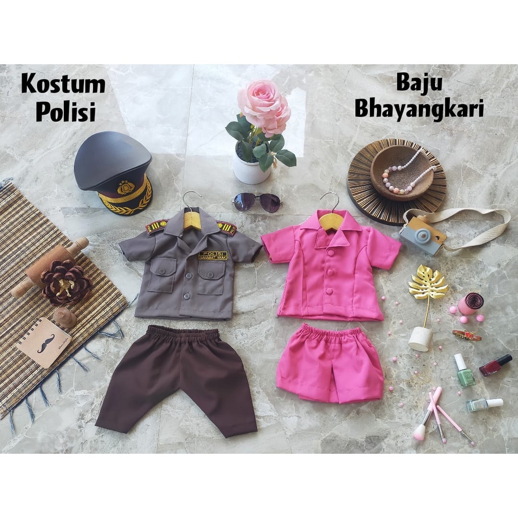 COUPLE SET KOSTUM POLISI&BHAYANGKARI NEWBORN/KOSTUM ANAK/BAJU PHOTOSHOT/BAJU BAYI/KOSTUM NEWBORN
