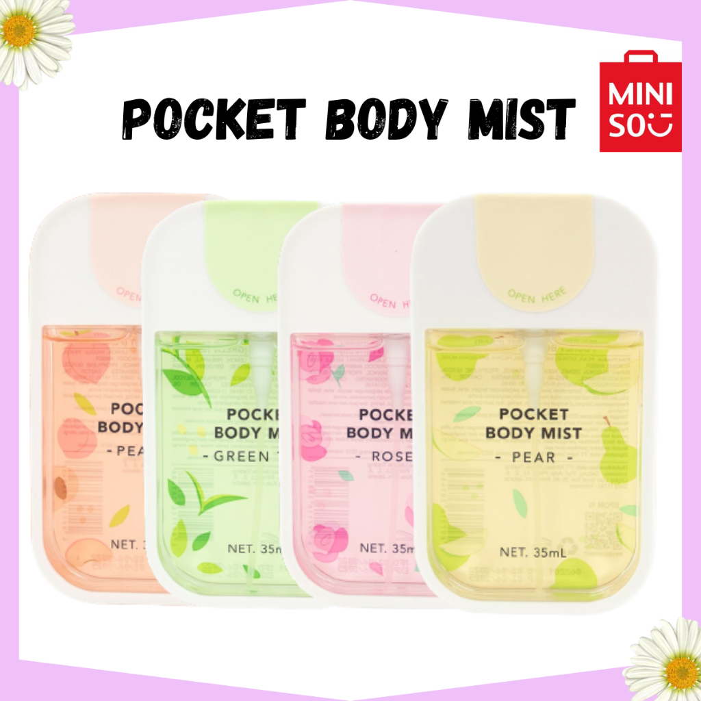 Official BALI MINISO Pocket Body Mist Peach Body Mist Pear Body Mist Rose Body Mist Green Tea Pocket