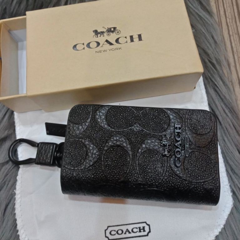 PAKET LENGKAP Dompet Gantungan Kunci Stnk MobilMotor Coach Import Premium Black