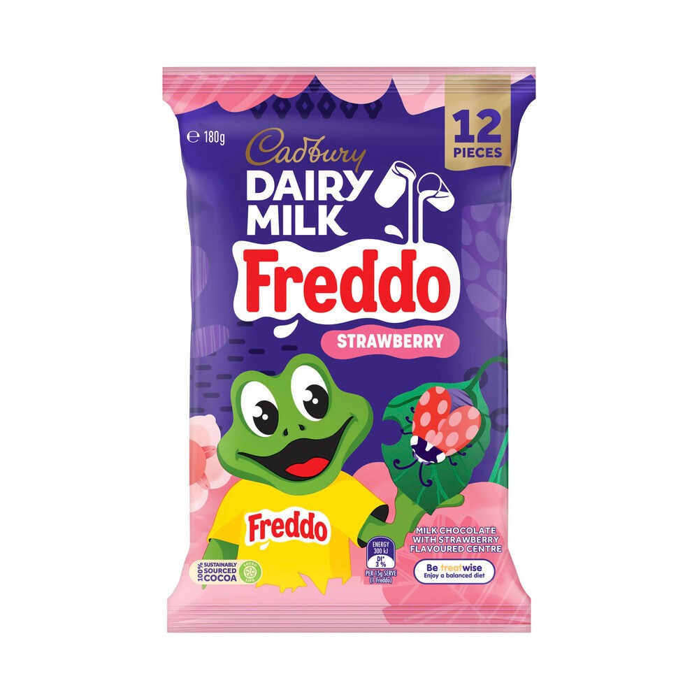 

Cadbury Dairy Milk Chocolate Freddo Strawberry Sharepack 12 Pack | 180g Australia