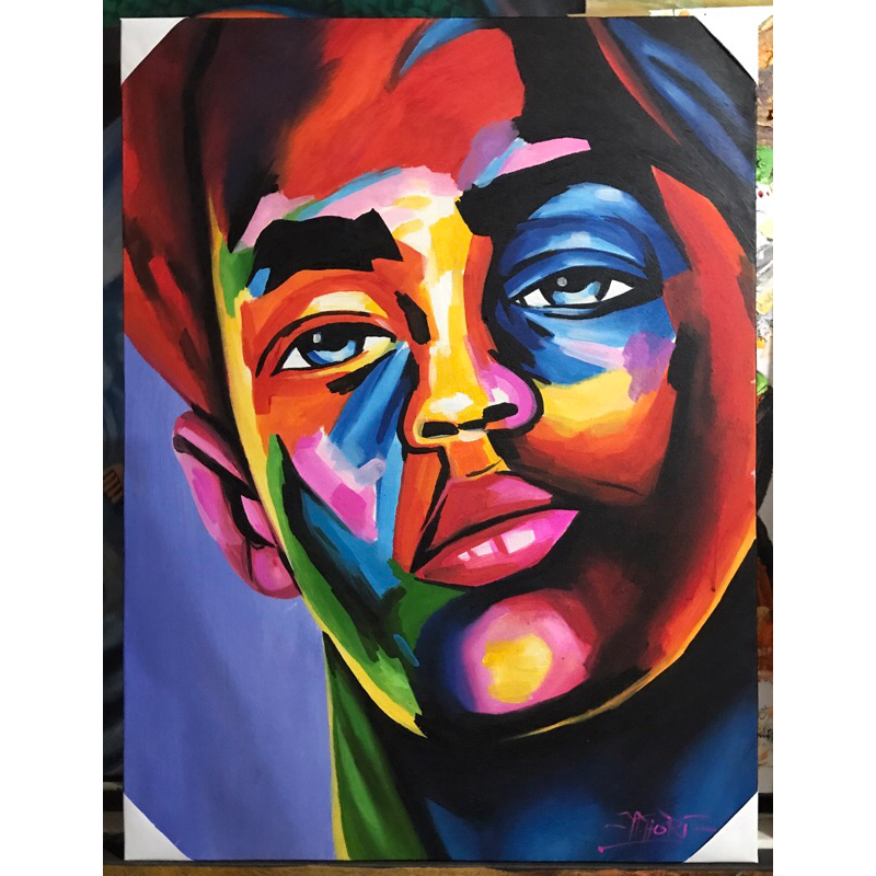 Lukisan Pop Art, Lukisan Kanvas Hiasan Dinding Ukuran 60 x 80 cm, 100% Buatan Tangan