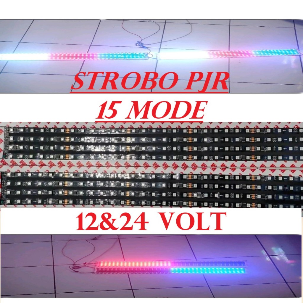 Lampu led strip variasi hiasan kaca mobil pjr patwal 15 mode Terbaru 12 dan 24 volt