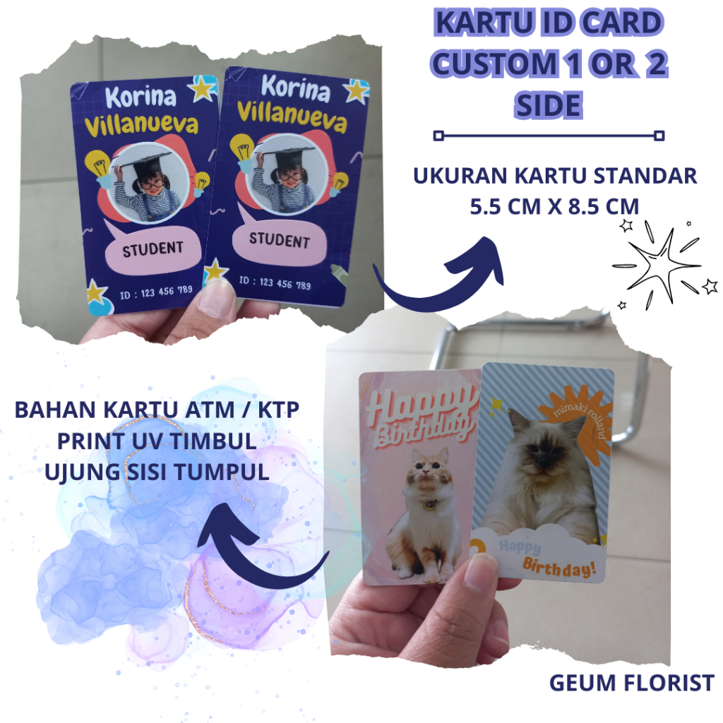 

promo kartu custom bahan id card / atm print uv timbul