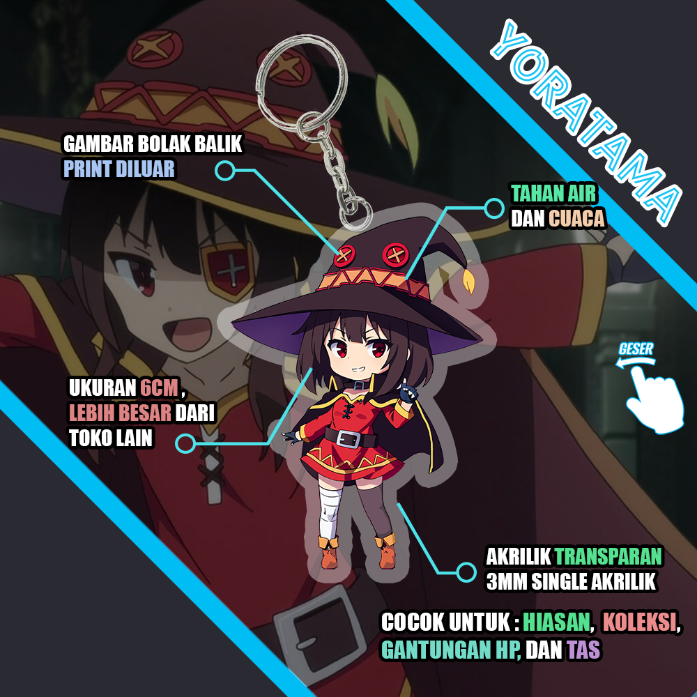 Gantungan Kunci Megumin Konosuba, Keychain Anime Lucu