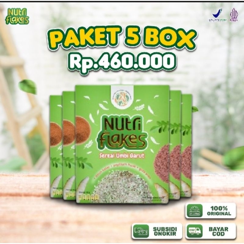 Paket 5 Box Nutriflakes - Sereal Umbi Garut Obat Asam Lambung Gerd Maag Kronis Original