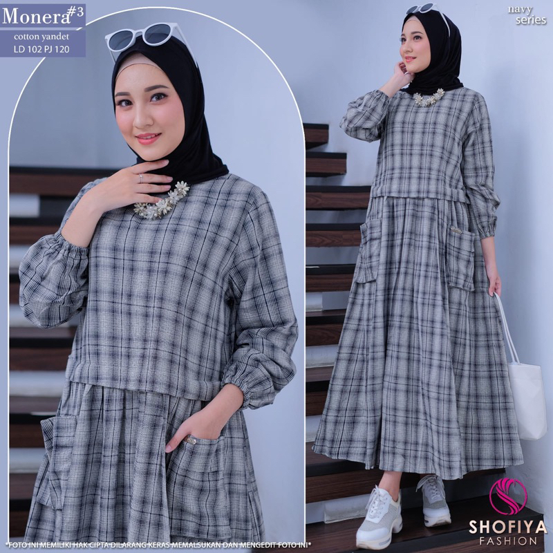 Midi dress monera shofiya / original shofiya / midi monera / gamis monera / midi monera / monera ser