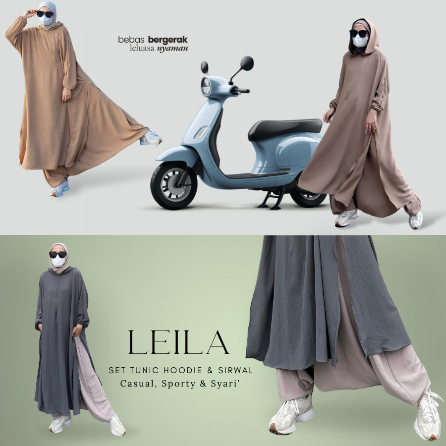 Leila Set Hoodie / sirwal tunik gamis syari sporty
