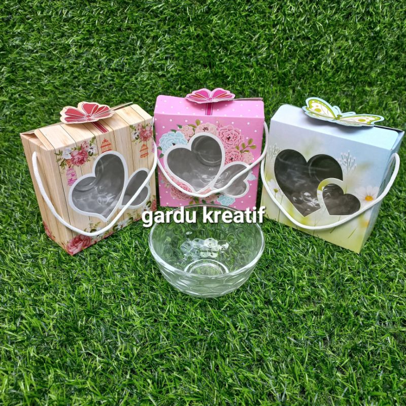 10 Pcs Souvenir Mangkok Kaca Kecil Kemas Box